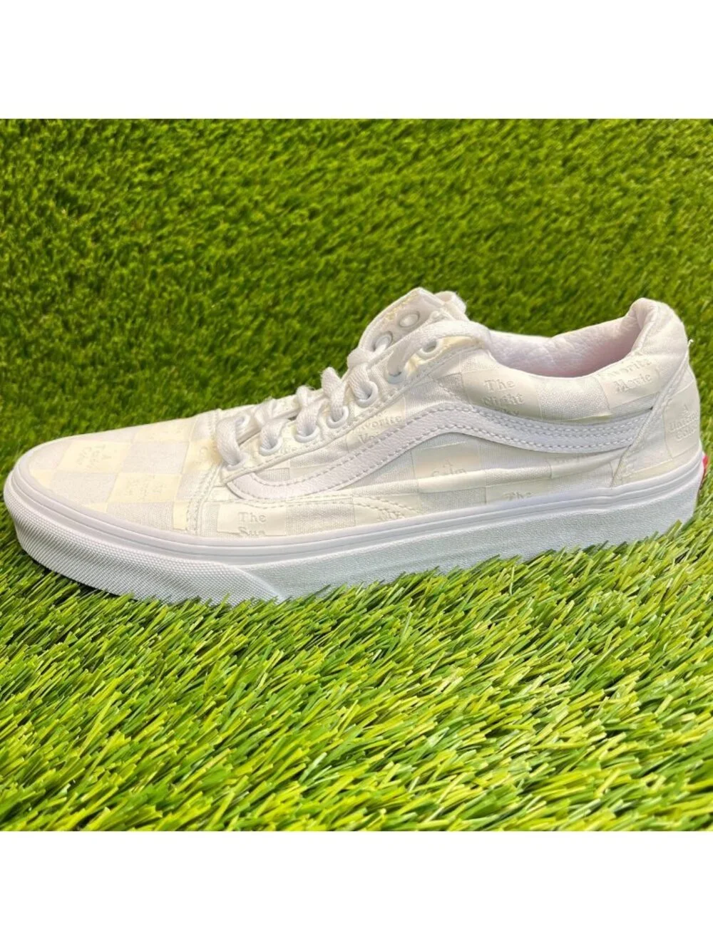 Vans Old Skool Mens Size 8.5 Beige White Athletic Walking Skate Shoes Sneakers_4